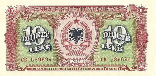 Albania 10 Lek 1957 - UNC