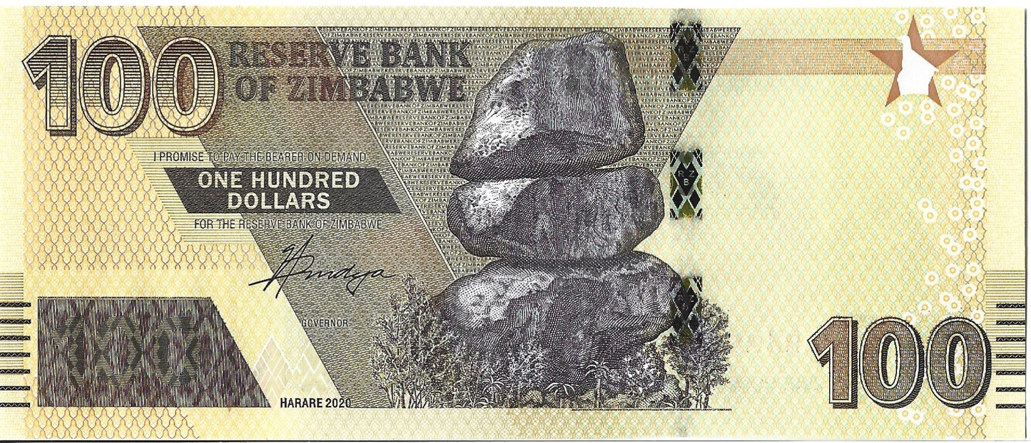 Zimbabwe 100 Dolarów 2020 - UNC