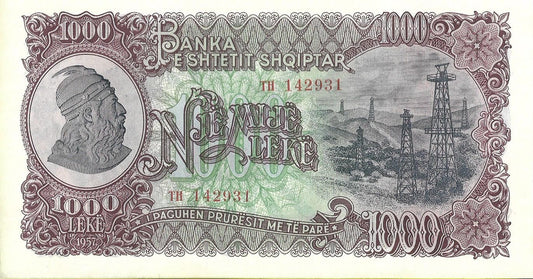 Albania 1 000 Lek 1957 - UNC
