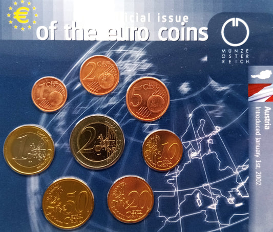 Austria 2002 zestaw monet 1 cent do 2 euro