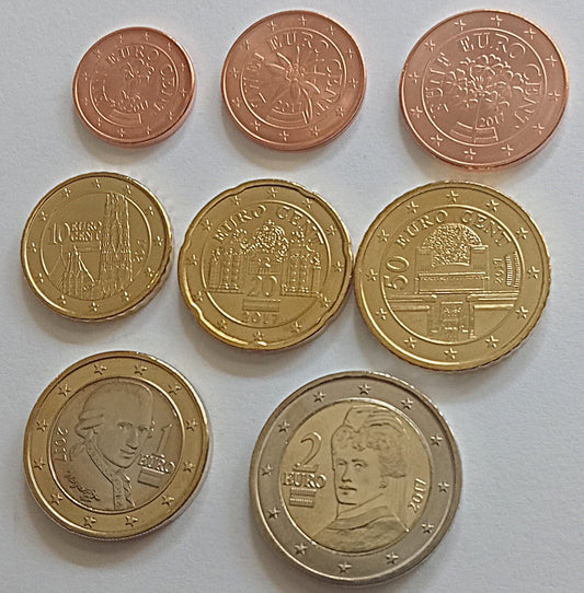 Austria 2017 zestaw monet 1 cent do 2 euro