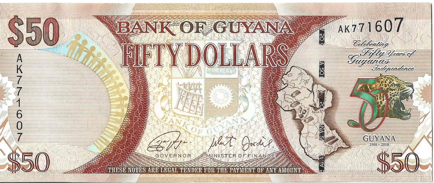 Gujana 50 Dolarów 2016 - UNC