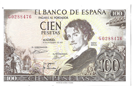 Hiszpania 100 Peseta 1965  - UNC