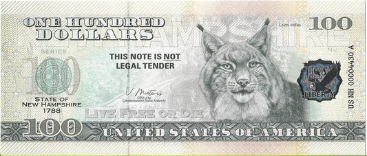 USA 100 Dolarów 2022 New Hampshire Commemorative Dollar