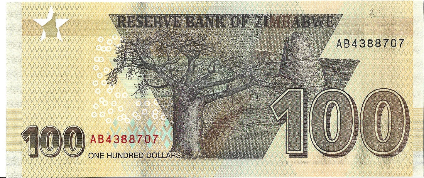 Zimbabwe 100 Dolarów 2020 - UNC